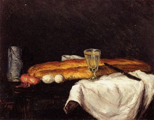 Still Life with Bread and Eggs -   Paul Cezanne Oil Painting