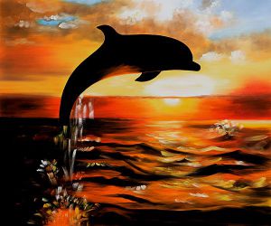Dolphins II - Oil Painting Reproduction On Canvas