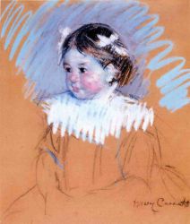 Bust of Ellen wiith Bows in Her Hair -   Mary Cassatt Oil Painting