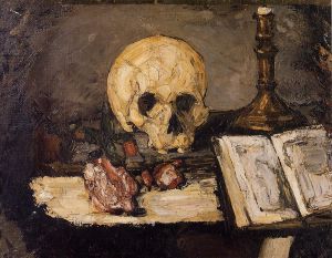 Still Life with Skull and Candlestick -    Paul Cezanne Oil Painting