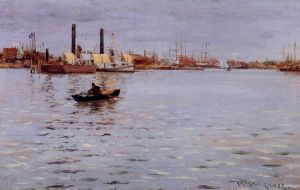 The East River -  William Merritt Chase Oil Painting