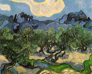 Olive Trees with the Alpilles in the Background - Vincent Van Gogh Oil Painting