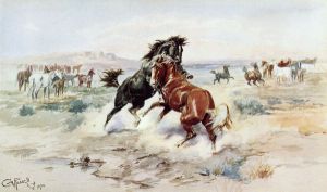 The Challange 2 -  Charles Marion Russell Oil Painting