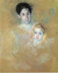 Smiling Mother with Sober-Faced Child -   Mary Cassatt oil painting,