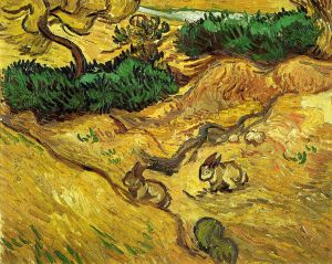 Field with Two Rabbits - Vincent Van Gogh Oil Painting
