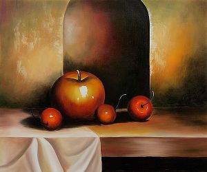 Apples On A Sideboard - Oil Painting Reproduction On Canvas