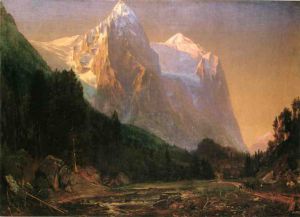 Sunrise on the Wetterhorn - Thomas Worthington Whittredge Oil Painting