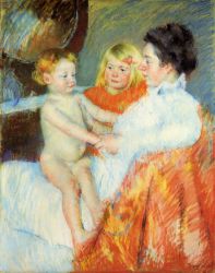 Mother, Sara and the Baby -  Mary Cassatt oil painting,