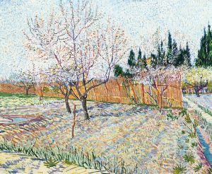 Orchard with Peach Trees in Blossom -   Vincent Van Gogh Oil Painting