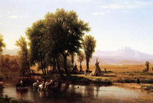 Indian Encampment on the Platte River - Thomas Worthington Whittredge Oil Painting