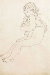Sitting Child - Egon Schiele Oil Painting