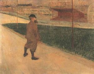 Tristan Bernard at the Buffalo Station - Henri De Toulouse-Lautrec Oil Painting