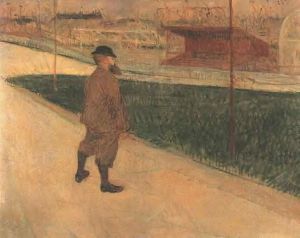 Tristan Bernard at the Buffalo Station -   Henri De Toulouse-Lautrec Oil Painting