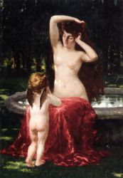 Sylvan Toilette -  James Carroll Beckwith Oil Painting