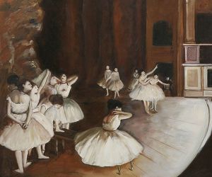 Ballet Rehearsal on the Stage - Edgar Degas Oil Painting