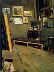 Studio of the Rue Visconti - Jean Frederic Bazille Oil Painting