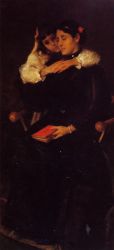 Mrs. Chase and Cosy -   William Merritt Chase Oil Painting