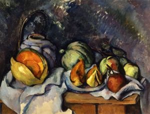 Still Life with Fruit and a Pot of Ginger -  Paul Cezanne Oil Painting