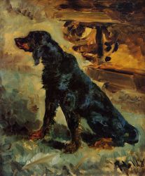 Dun, a Gordon Setter Belonging to Comte Alphonse de Toulouse-Lautrec - Henri De Toulouse-Lautrec Oil Painting