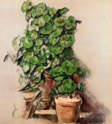 Pots of Geraniums - Paul Cezanne Oil Painting