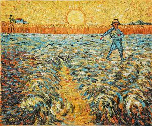 Sower with Setting Sun II -   Vincent Van Gogh Oil Painting