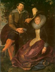 Artist and His First Wife, Isabella Brant, in the Honeysuckle Bower -  Peter Paul Rubens oil painting
