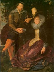 Artist and His First Wife, Isabella Brant, in the Honeysuckle Bower - Peter Paul Rubens oil painting