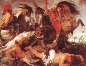 Hippopotamus and Crocodile Hunt - Peter Paul Rubens Oil Painting