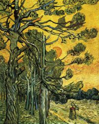 Pine Trees against an Evening Sky -   Vincent Van Gogh Oil Painting