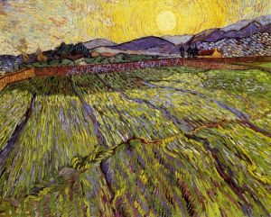 Wheat Field with Rising Sun - Vincent Van Gogh Oil Painting