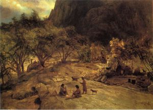 Mariposa Indian Encampment, Yosemite Valley, California -  Albert Bierstadt Oil Painting