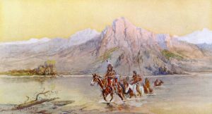 Crossing the Missouri 1 -  Charles Marion Russell Oil Painting