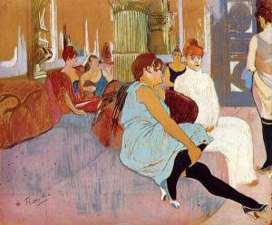 The Salon in the Rue des Moulins II - Henri De Toulouse-Lautrec Oil Painting