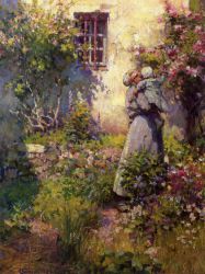 Peasant's Garden - Robert Vonnoh Oil Painting