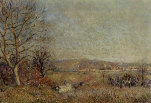 The Plain of Veneux, View of Sablons -   Alfred Sisley Oil Painting