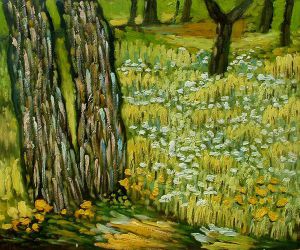 Pine Trees and Dandelions in the Garden of St. Paul Hospital - Vincent Van Gogh Oil Painting