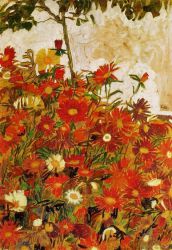 Field of Flowers -  Egon Schiele Oil Painting