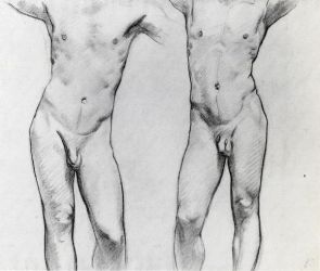 Torsos of two male nudes - John Singer Sargent Oil Painting