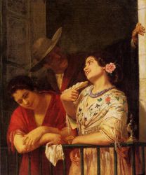 The Flirtation-A Balcony in Seville - Oil Painting Reproduction On Canvas