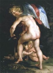 Cupid Making His Bow - Peter Paul Rubens Oil Painting