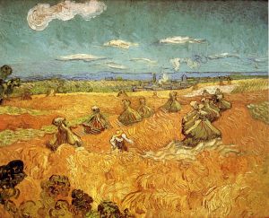 Wheat Stacks with Reaper -  Vincent Van Gogh Oil Painting