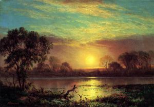 Evening, Owens Lake, California - Albert Bierstadt Oil Painting