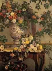 Flowers - Jean Frederic Bazille Oil Painting