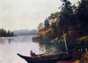 Salmon Fishing on the Northwest Coast -  Albert Bierstadt Oil Painting