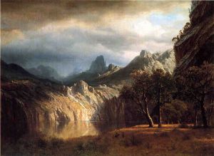 In Western Mountains -  Albert Bierstadt Oil Painting