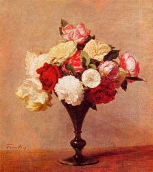 Roses in a Vase IV - Henri Fantin-Latour Oil Painting