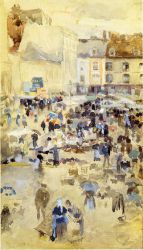 Variations in Violet and Grey-Market Place, Dieppe - Oil Painting Reproduction On Canvas