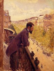 The Man on the Balcony -   Gustave Caillebotte Oil Painting