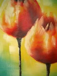 Two orange flowers - Oil Painting Reproduction On Canvas