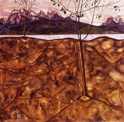 River Landscape -   Egon Schiele Oil Painting